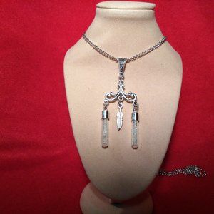 Tibetan Silver and Light Green Aventurine Necklace with Double Tubes